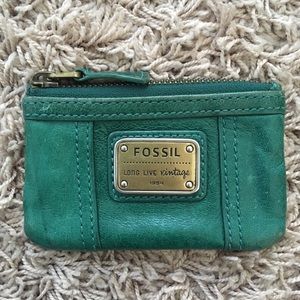 Fossil Wallet Green Coin Purse Leather